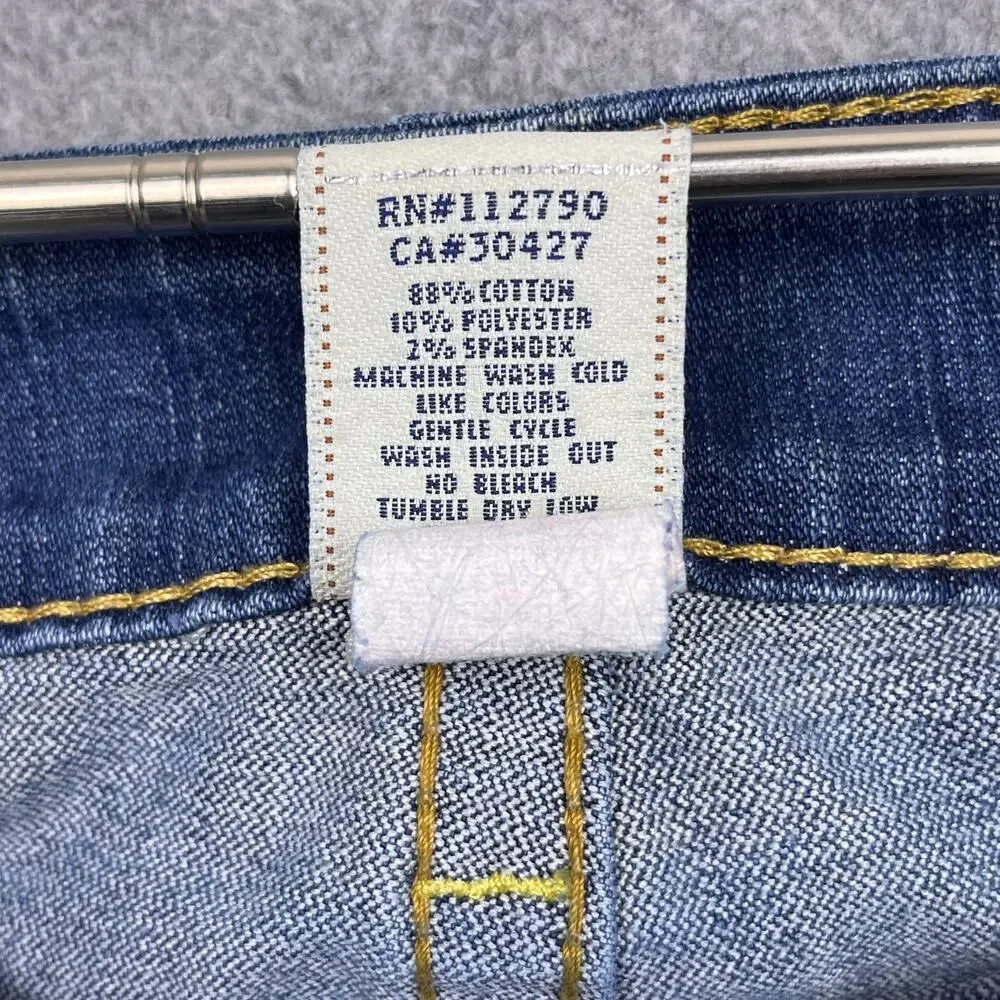 Vintage True Religion Jeans Yellow Stitching Flap Pocket USA Made 34x25 (Hemmed)